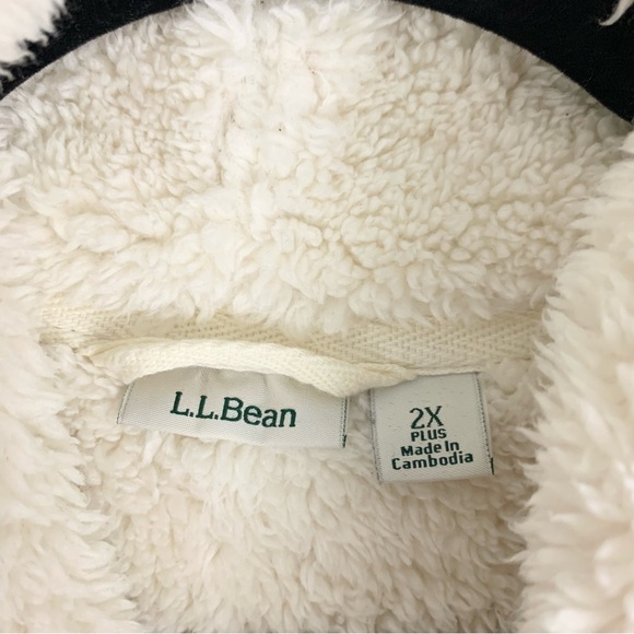 L.L. Bean 1912 Sherpa Fleece Lined Fuzzy Fur Open Front Cardigan Jacket 2X Plus - Picture 10 of 14